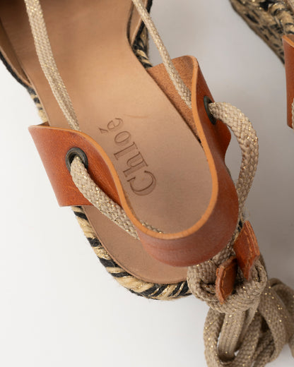 2000s CHLOE Lace-Up Espadrille Wedges (38)