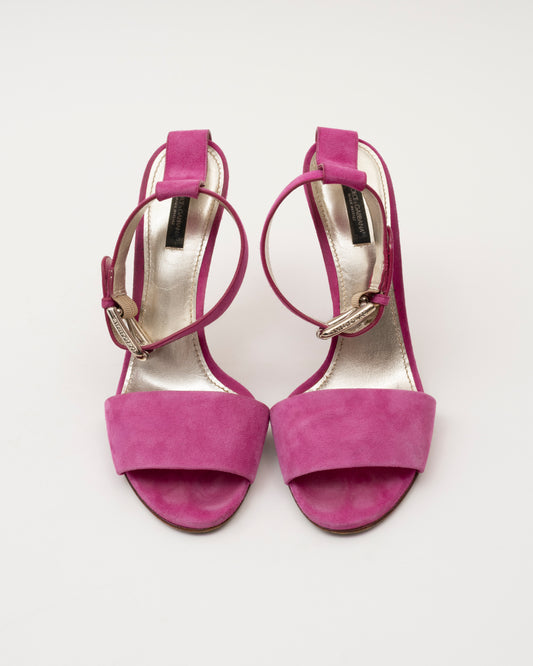 2000s DOLCE & GABBANA Fuchsia Suede Buckle Heels (39)