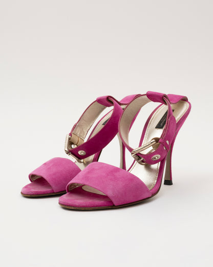 2000s DOLCE & GABBANA Fuchsia Suede Buckle Heels (39)
