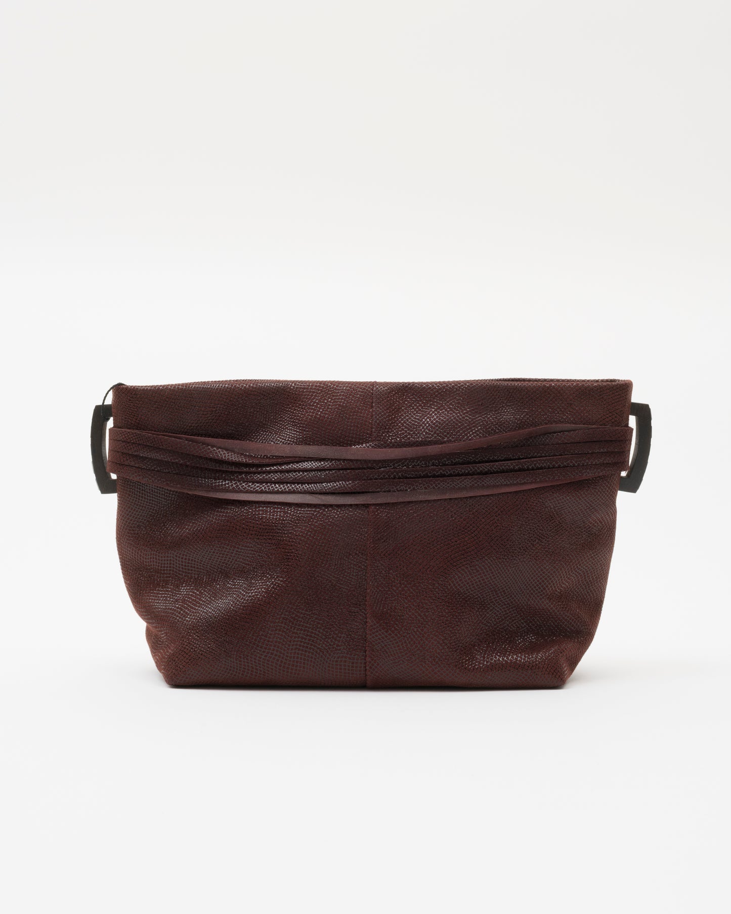2000s LOEWE Maroon Embossed Leather Clutch