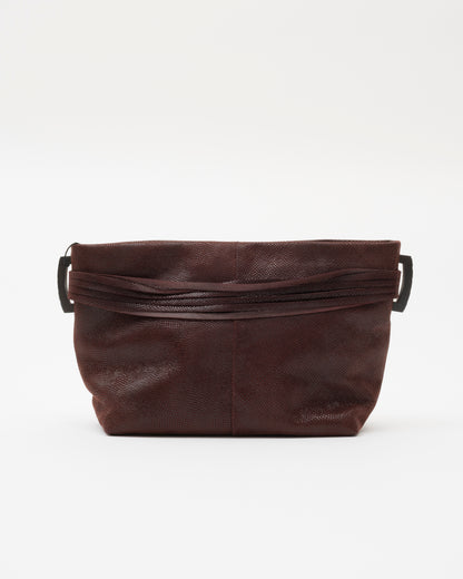 2000s LOEWE Maroon Embossed Leather Clutch