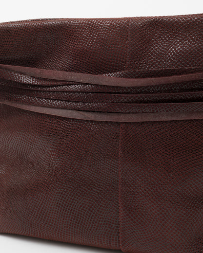 2000s LOEWE Maroon Embossed Leather Clutch