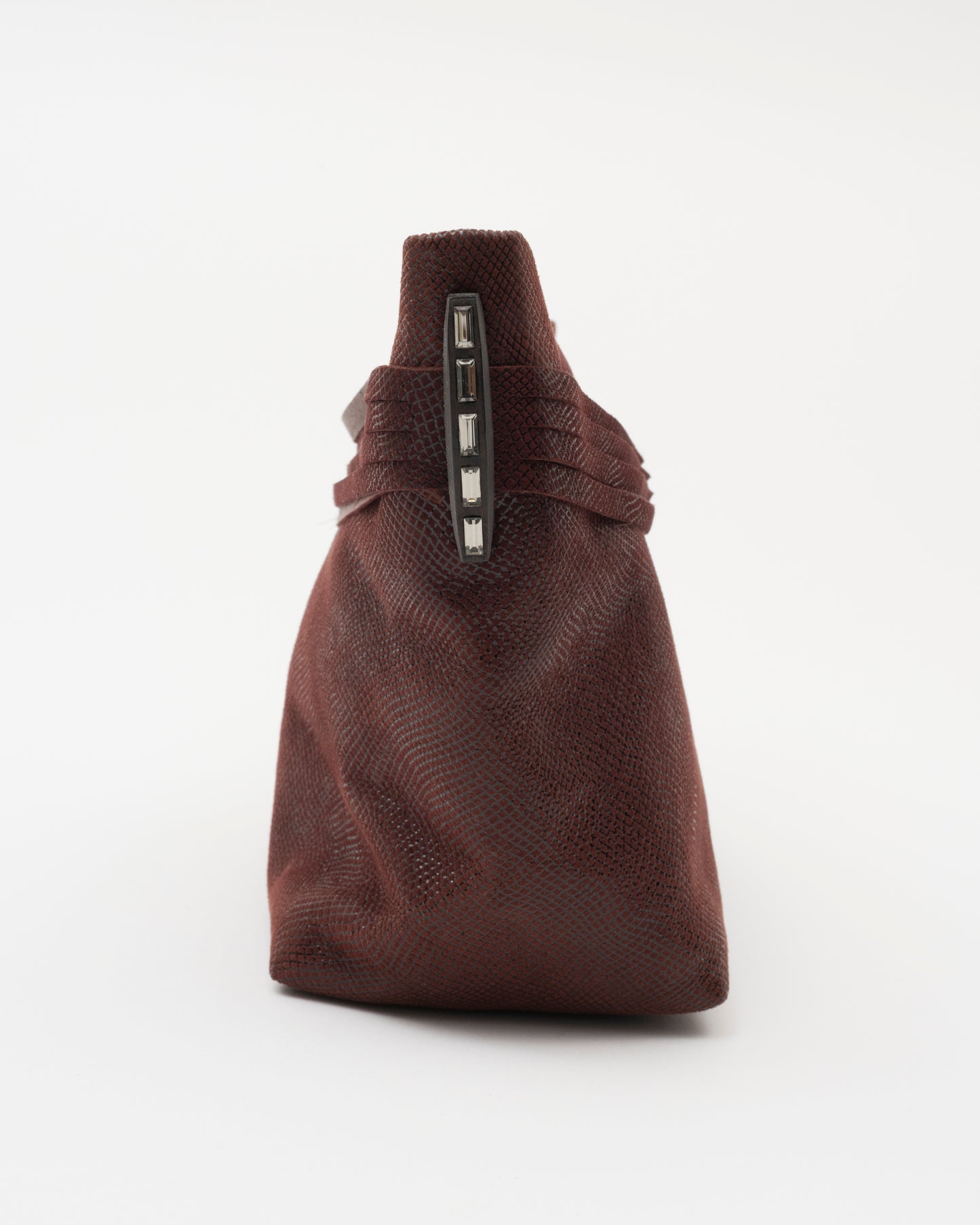 2000s LOEWE Maroon Embossed Leather Clutch