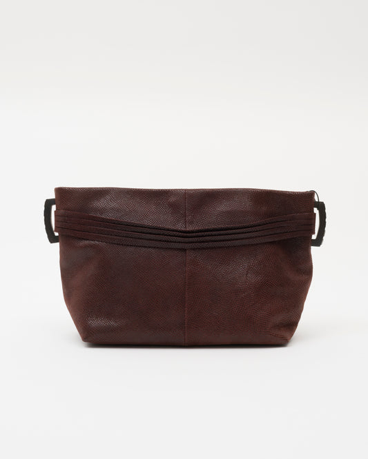 2000s LOEWE Maroon Embossed Leather Clutch