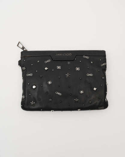 2000s JIMMY CHOO Black 96 Studded Clutch