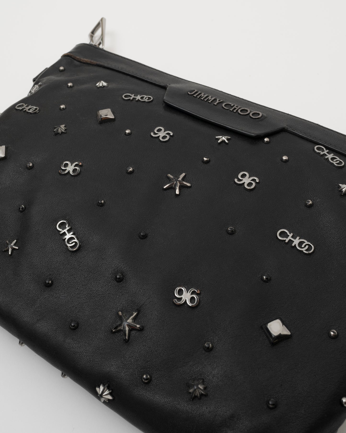 2000s JIMMY CHOO Black 96 Studded Clutch