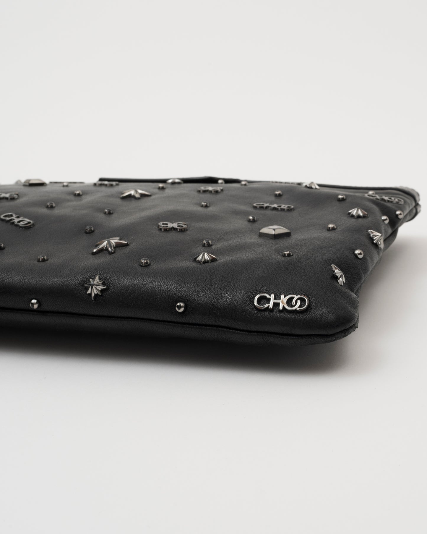 2000s JIMMY CHOO Black 96 Studded Clutch