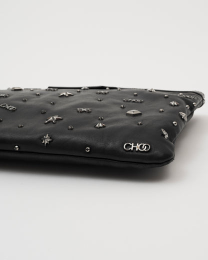 2000s JIMMY CHOO Black 96 Studded Clutch