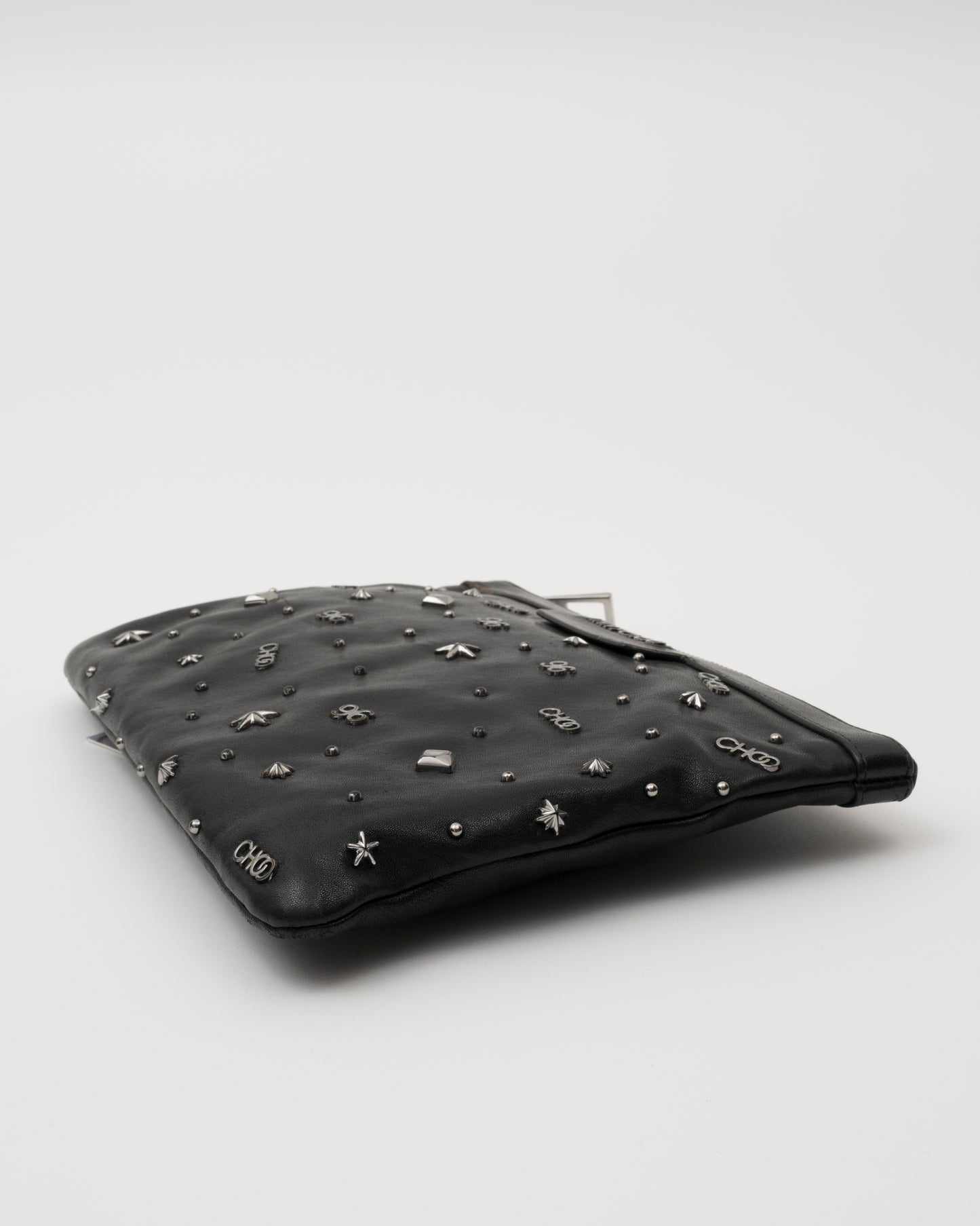 2000s JIMMY CHOO Black 96 Studded Clutch