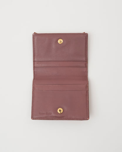 2000s MIU MIU Brown Patent Leather Bow Card Case w/Box