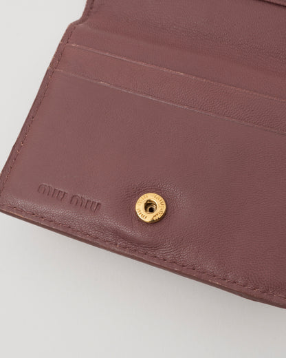 2000s MIU MIU Brown Patent Leather Bow Card Case w/Box