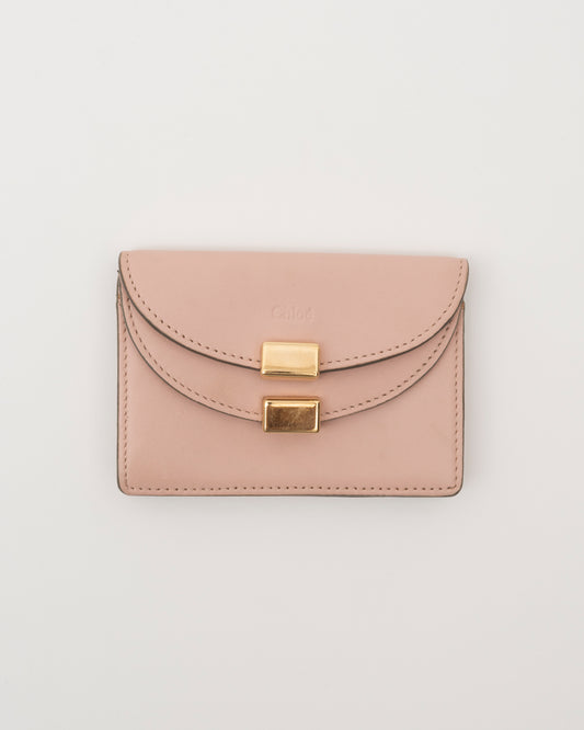 2000s CHLOE Blush Double Flap Leather Card Case