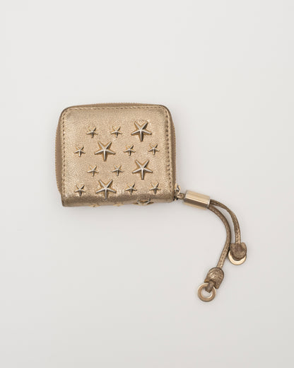2000s JIMMY CHOO Gold Star Studded Coin Wallet