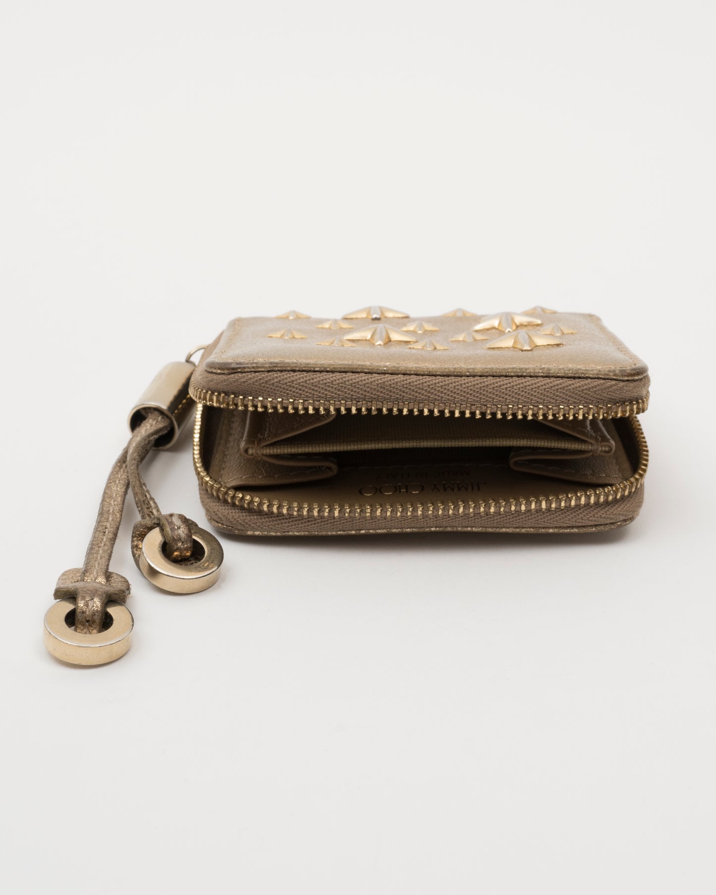 2000s JIMMY CHOO Gold Star Studded Coin Wallet