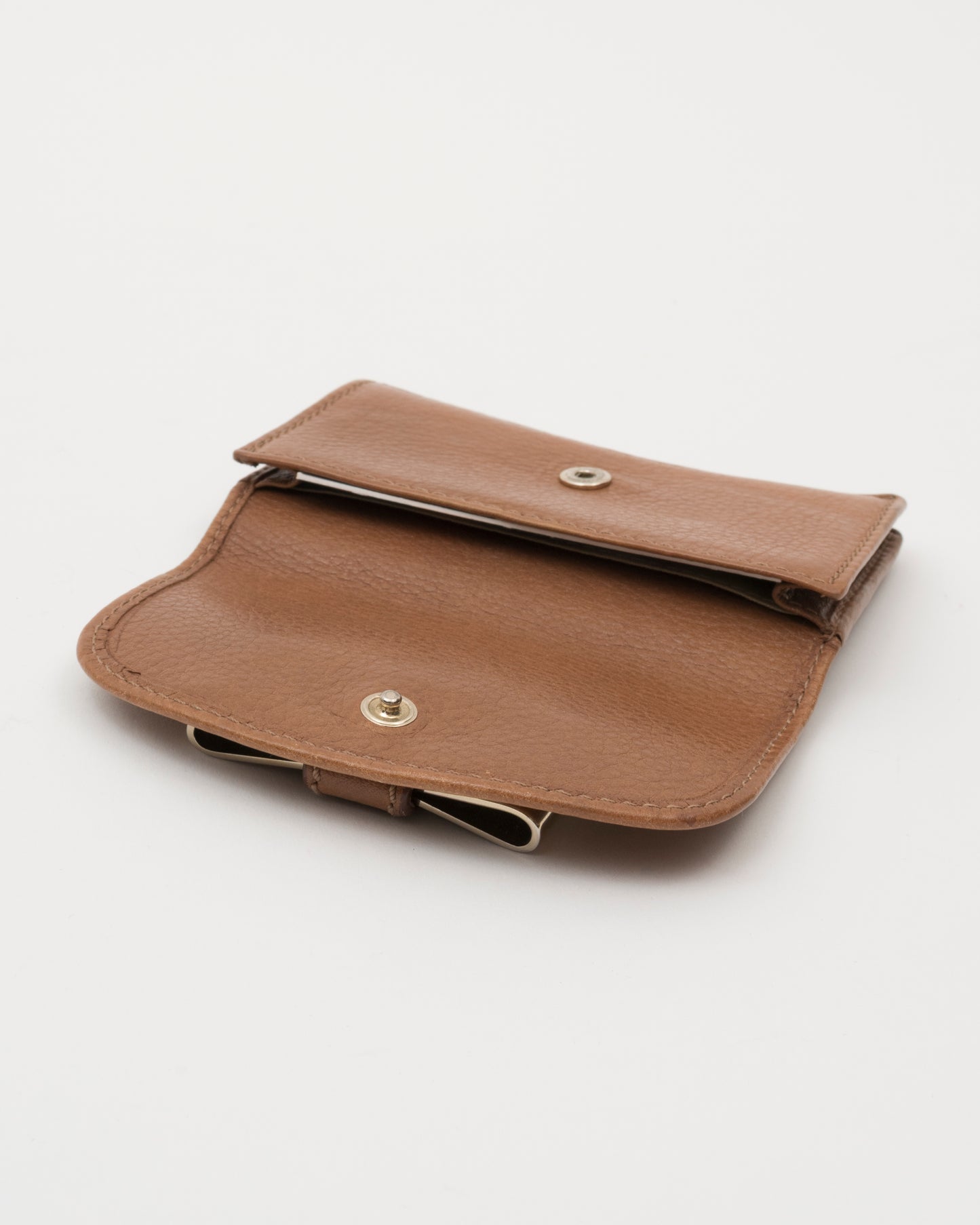 2000s CHLOE Bow Light Brown Leather Card Case