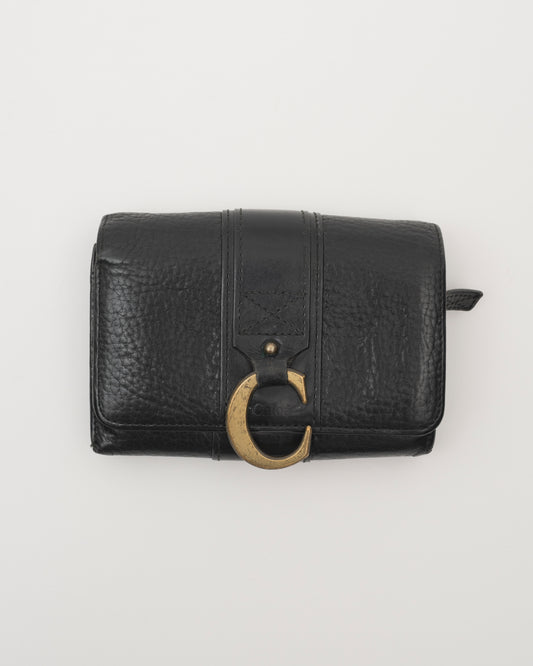 2000s CHLOE Black Leather Wallet w/Brass C