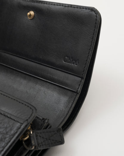2000s CHLOE Black Leather Wallet w/Brass C