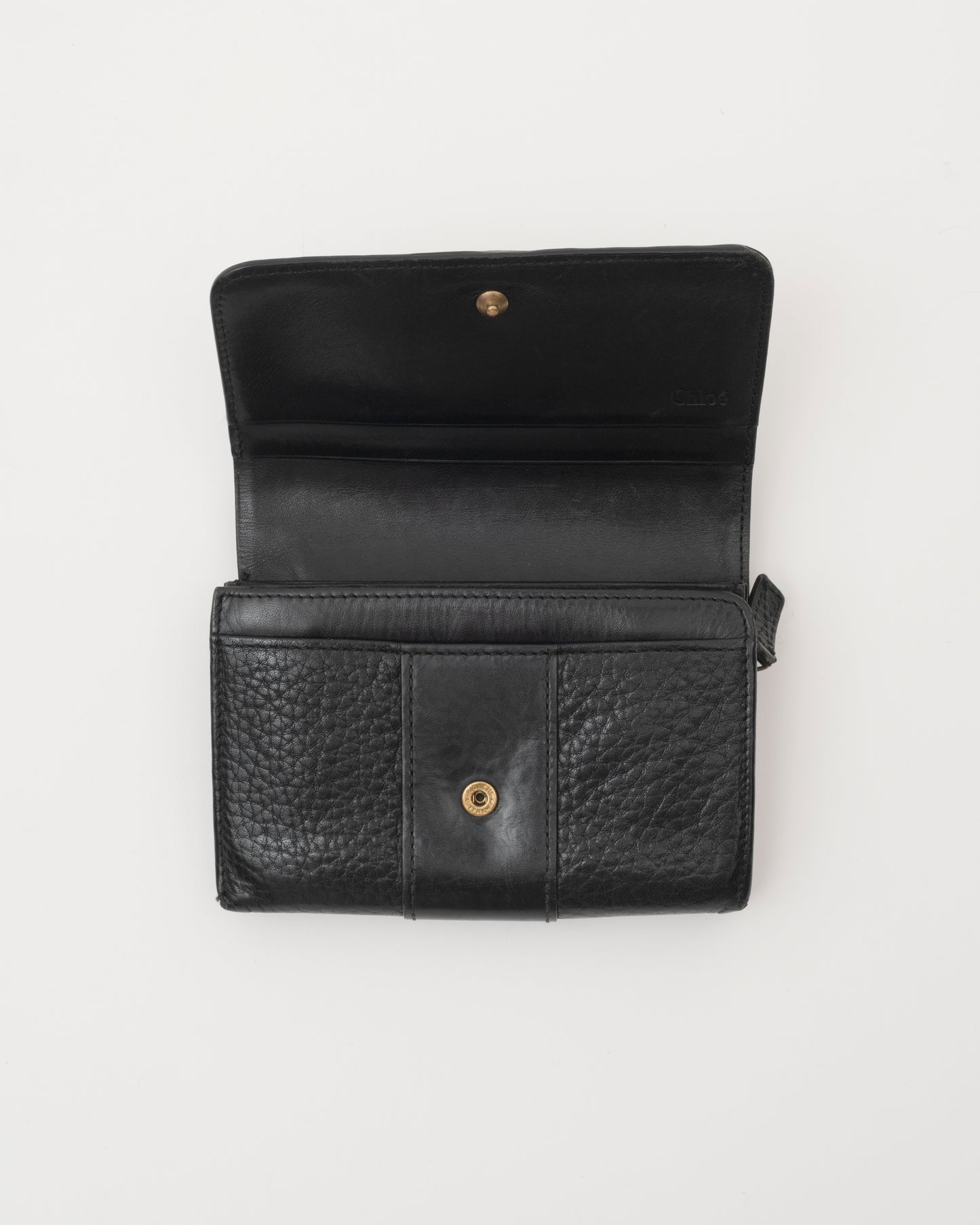 2000s CHLOE Black Leather Wallet w/Brass C