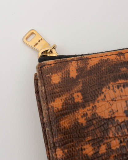 2000s MIU MIU Croc-Embossed Orange Wallet