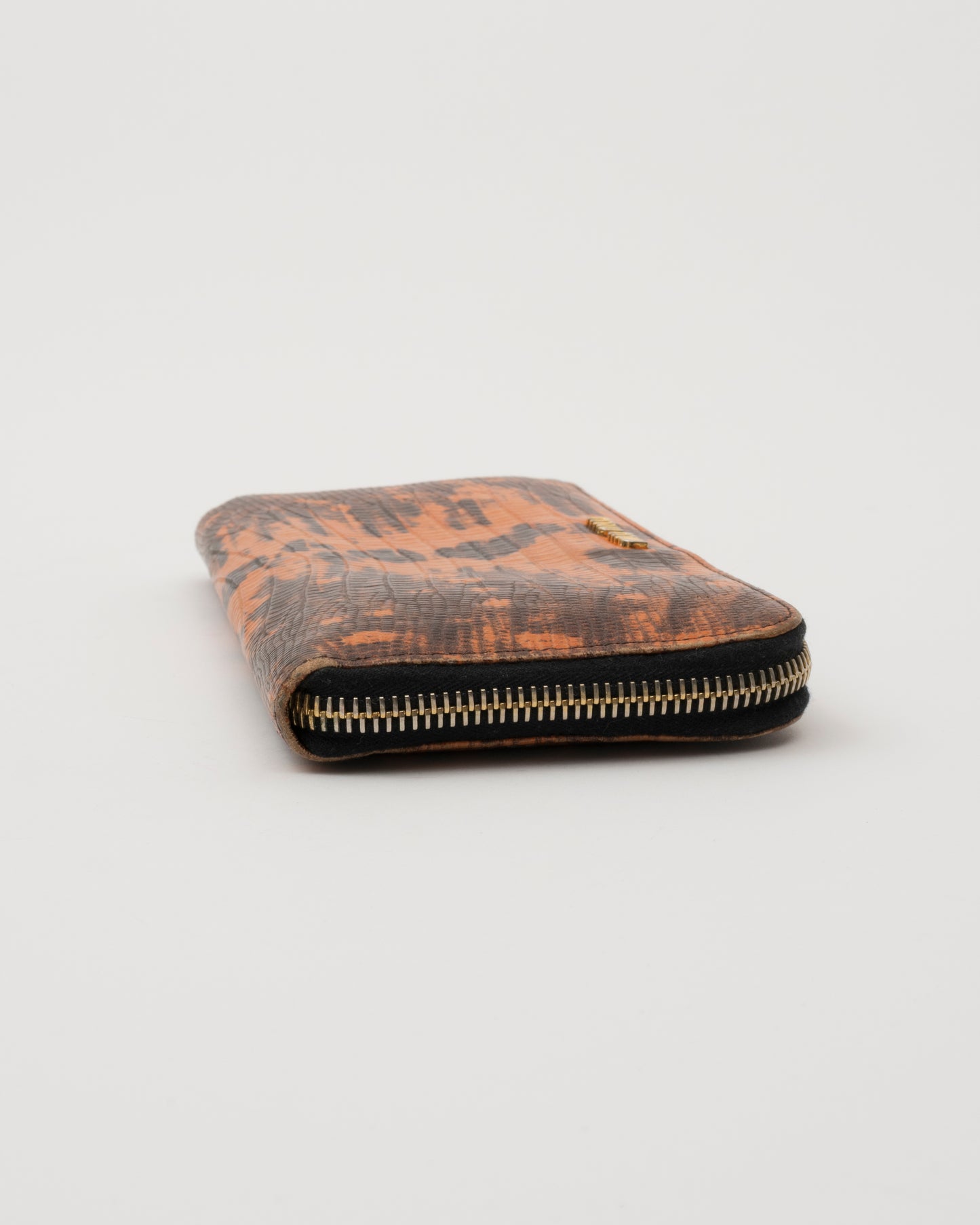 2000s MIU MIU Croc-Embossed Orange Wallet