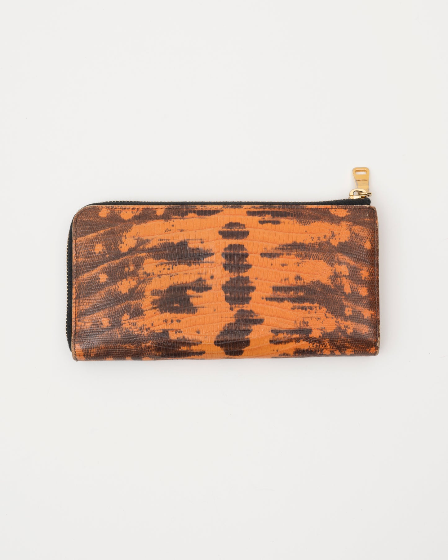 2000s MIU MIU Croc-Embossed Orange Wallet