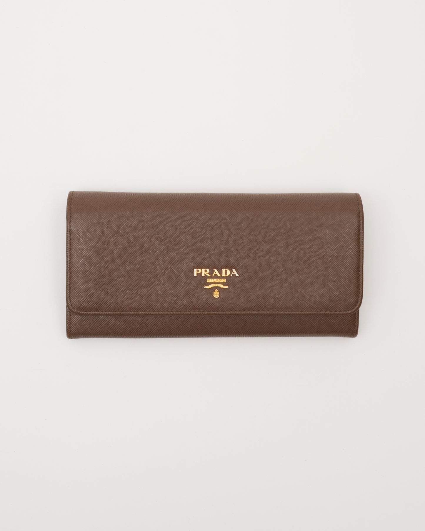 2000s PRADA Brown Saffiano Leather Wallet