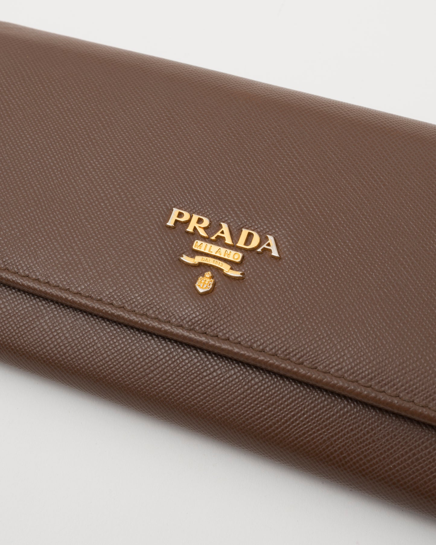 2000s PRADA Brown Saffiano Leather Wallet