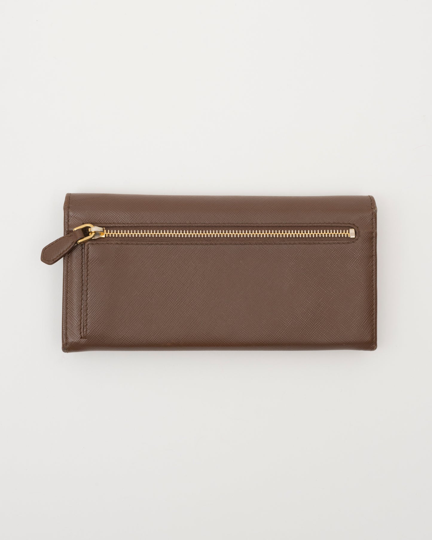 2000s PRADA Brown Saffiano Leather Wallet