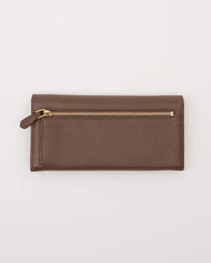 2000s PRADA Brown Saffiano Leather Wallet