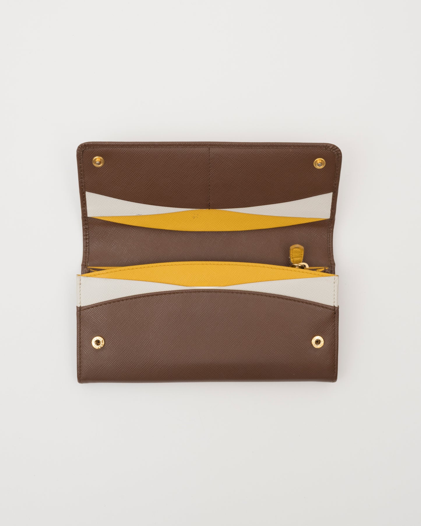 2000s PRADA Brown Saffiano Leather Wallet