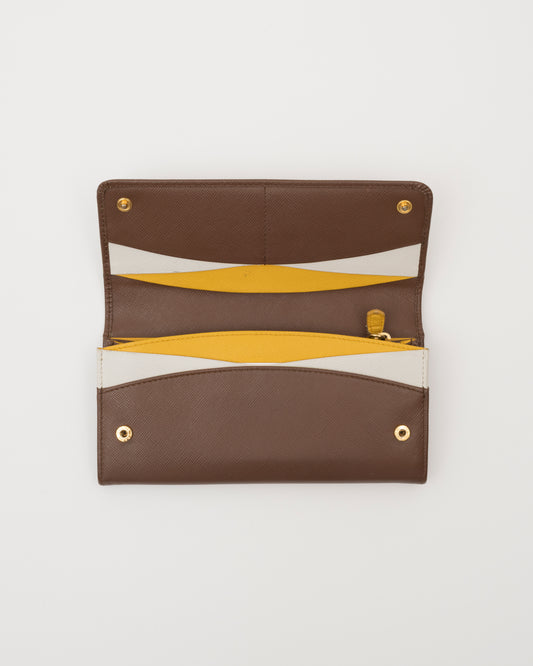 2000s PRADA Brown Saffiano Leather Wallet