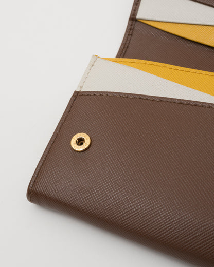 2000s PRADA Brown Saffiano Leather Wallet