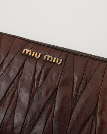 2000s MIU MIU Brown Matelasse Wallet