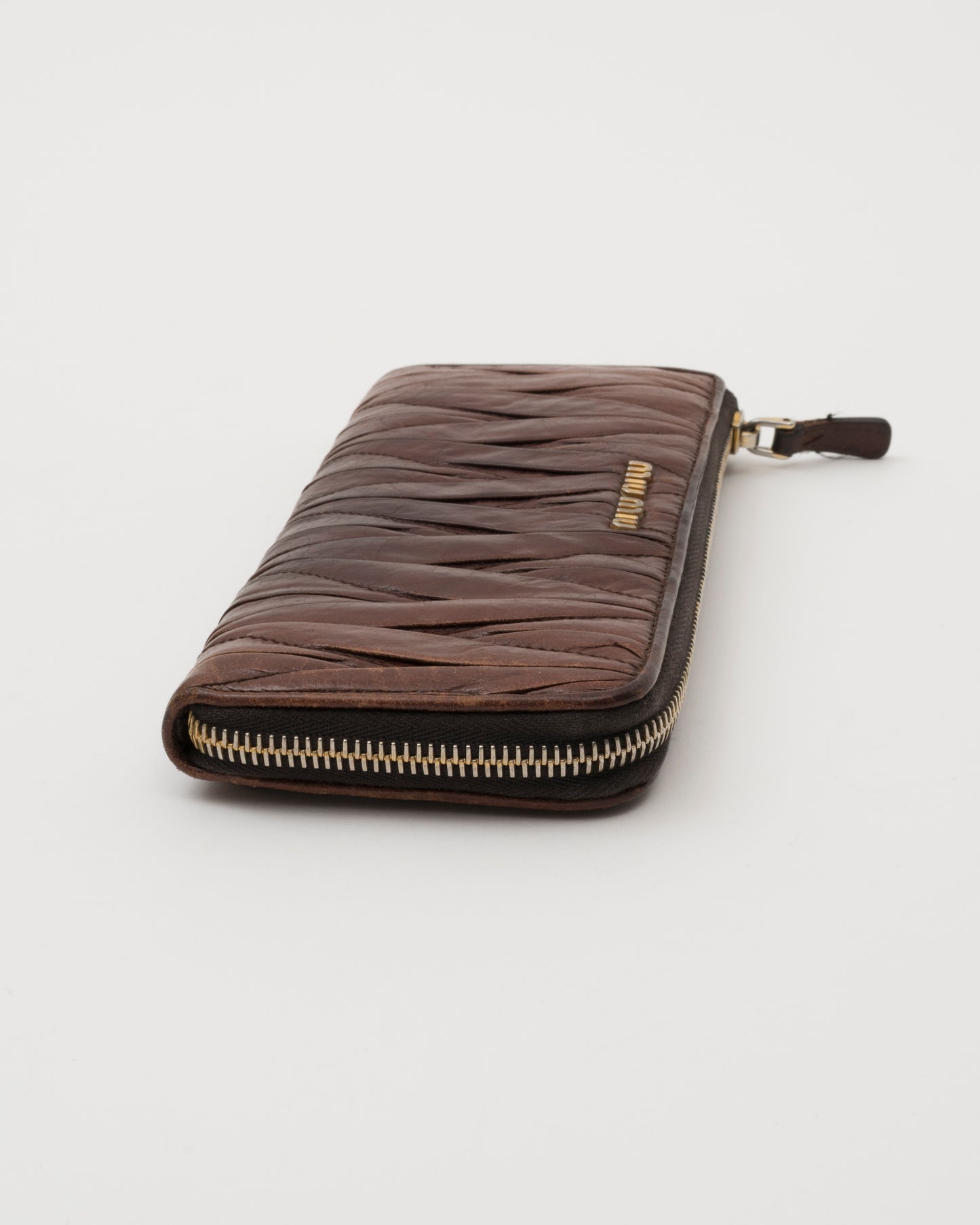 2000s MIU MIU Brown Matelasse Wallet