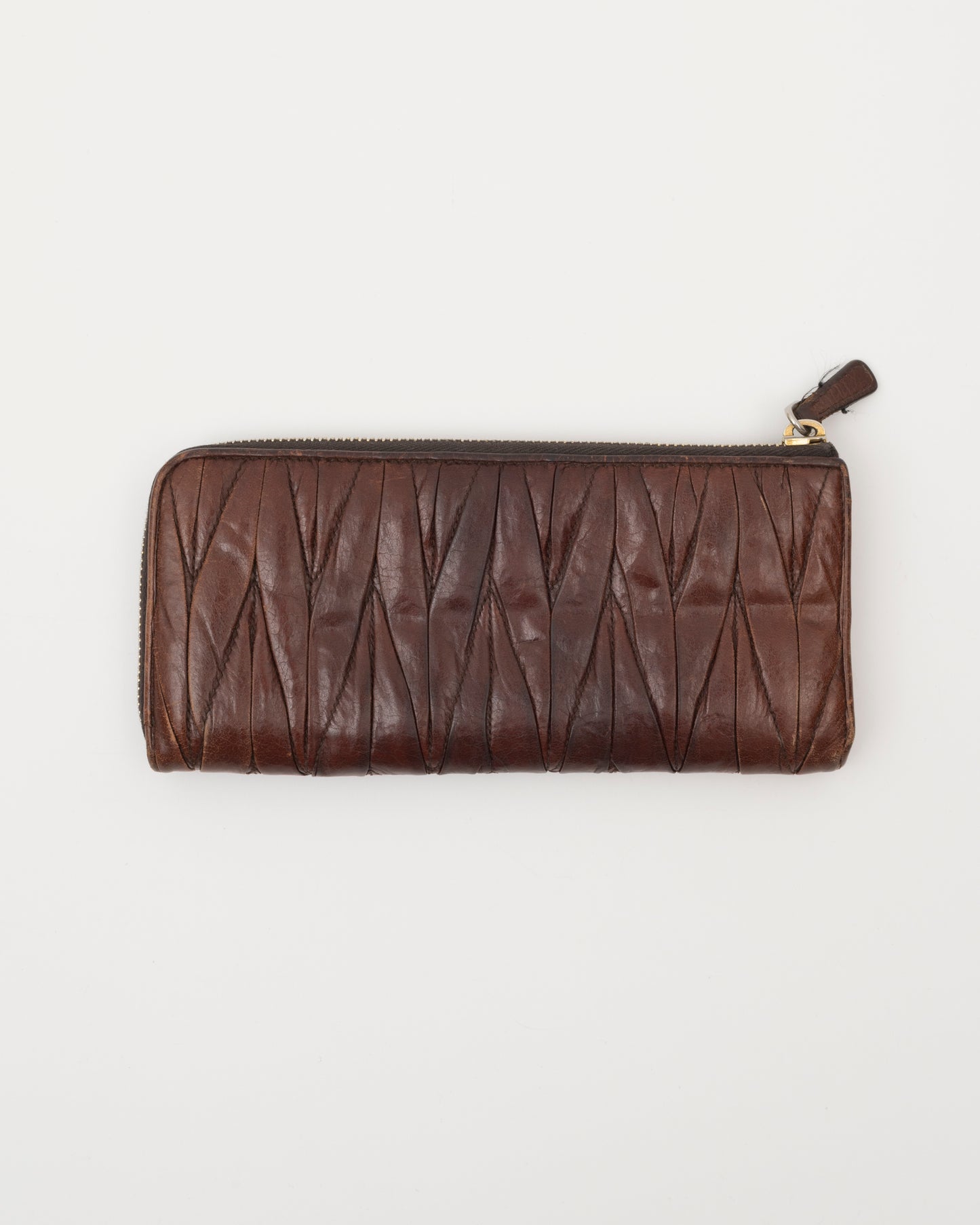 2000s MIU MIU Brown Matelasse Wallet