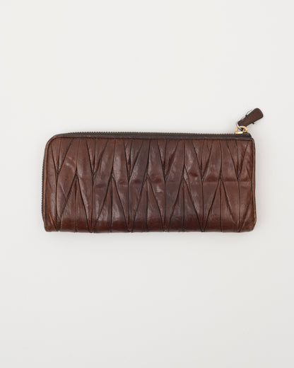 2000s MIU MIU Brown Matelasse Wallet