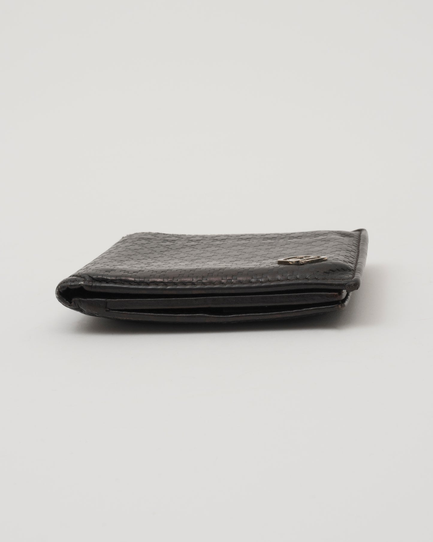 90s GUCCI Men's Black Leather Diamond Pattern Wallet