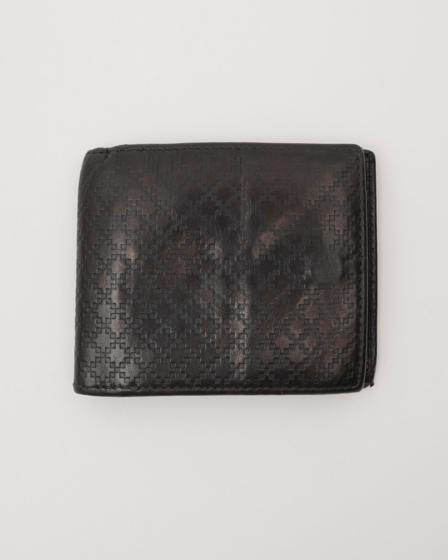 90s GUCCI Men's Black Leather Diamond Pattern Wallet