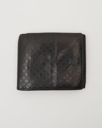 90s GUCCI Men's Black Leather Diamond Pattern Wallet
