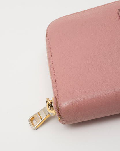 2000s MIU MIU Pink Leather Bow Long Wallet