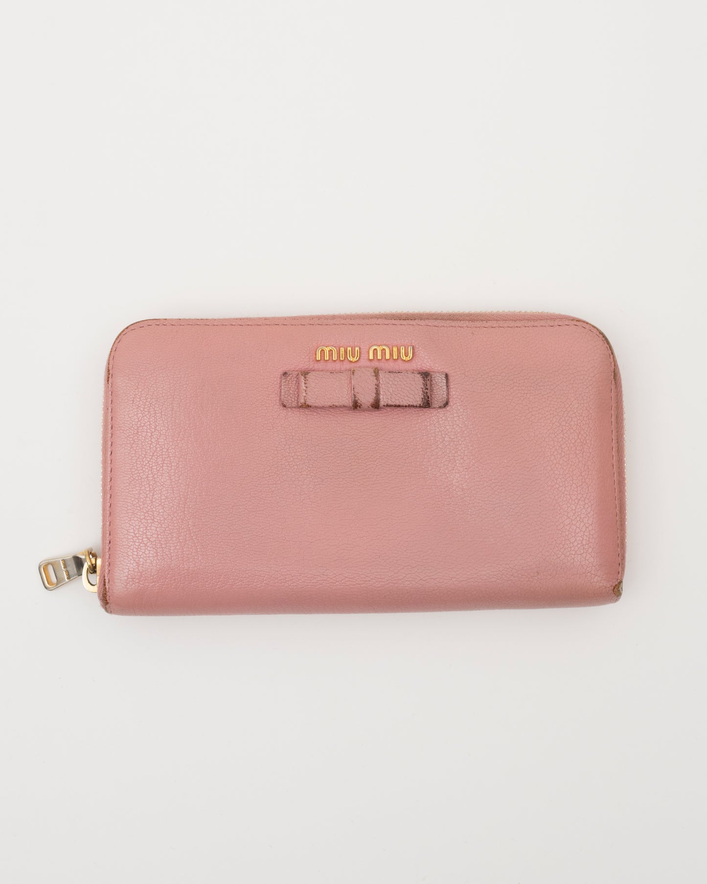 2000s MIU MIU Pink Leather Bow Long Wallet