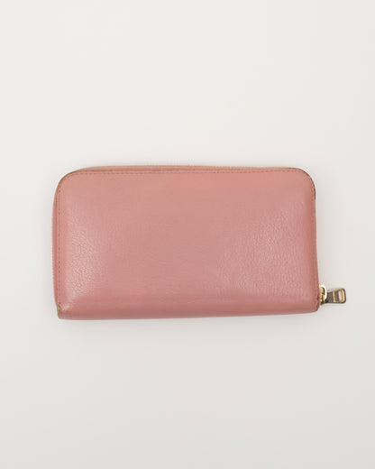 2000s MIU MIU Pink Leather Bow Long Wallet