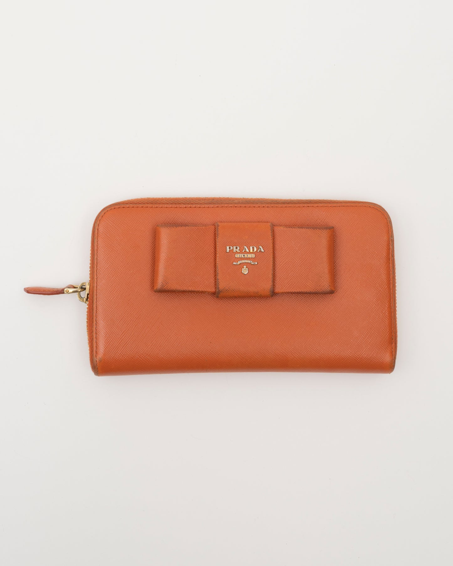 2000s PRADA Papaya Bow Long Wallet