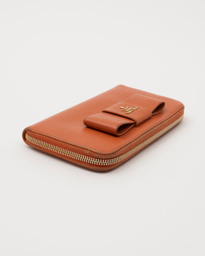 2000s PRADA Papaya Bow Long Wallet