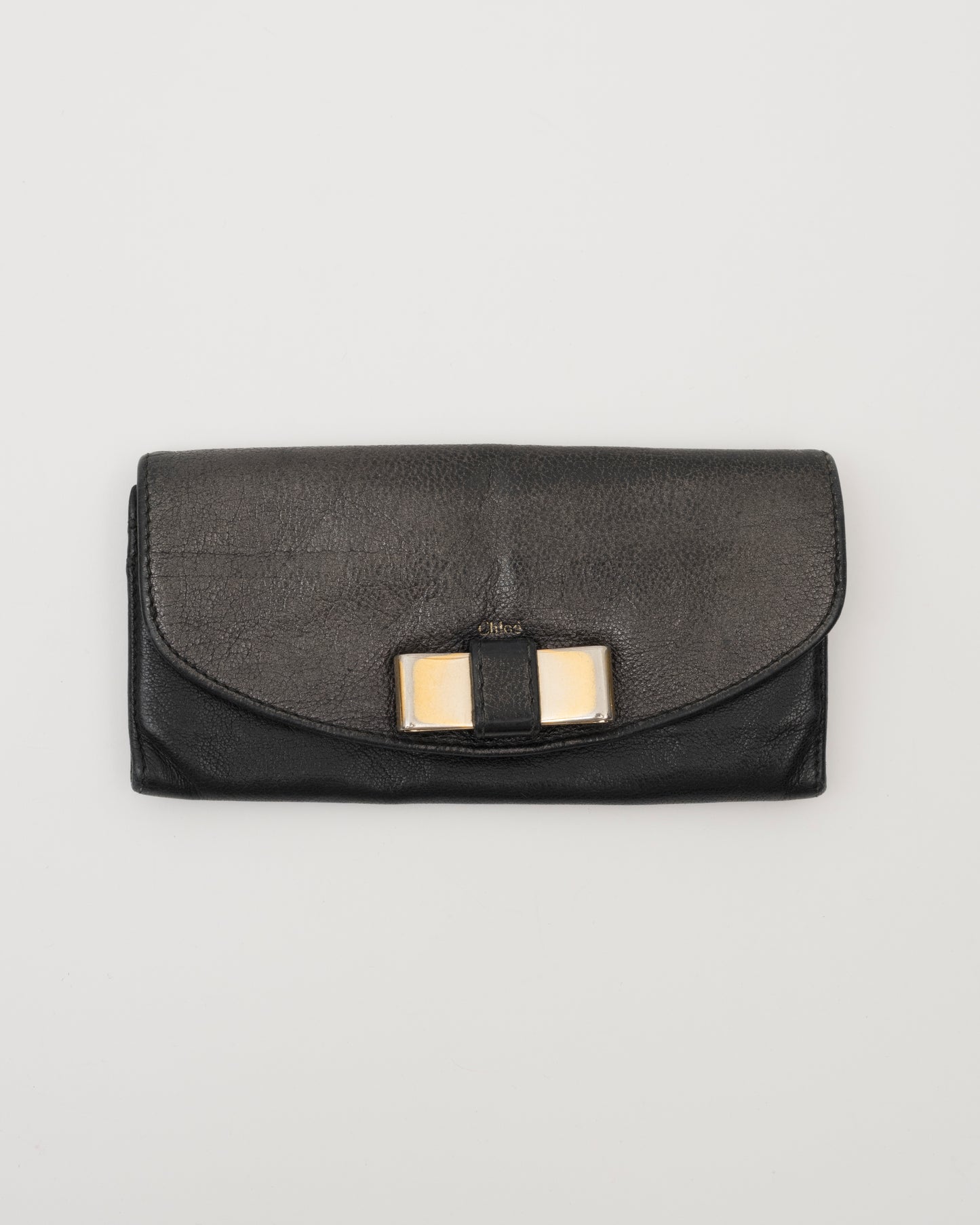 2000s CHLOE Lily Black Metallic Wallet
