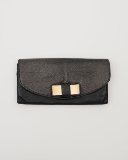2000s CHLOE Lily Black Metallic Wallet