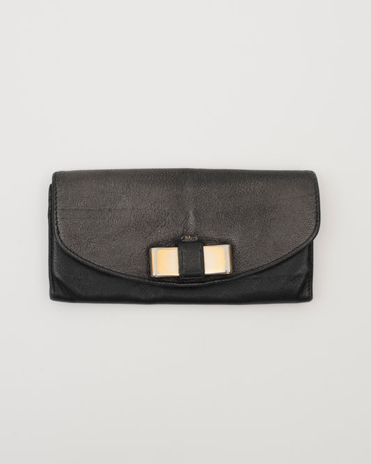 2000s CHLOE Lily Black Metallic Wallet