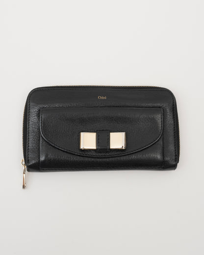 2000s CHLOE Black Lily Zip Wallet