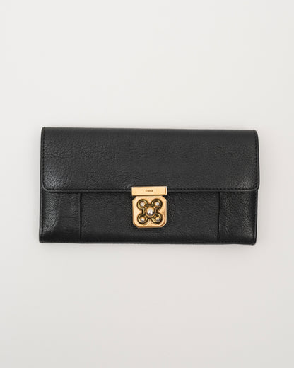 2000s CHLOE Black Elise Long Wallet