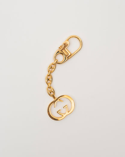 70s/80s GUCCI Gold GG Interlocking Keychain w/Box